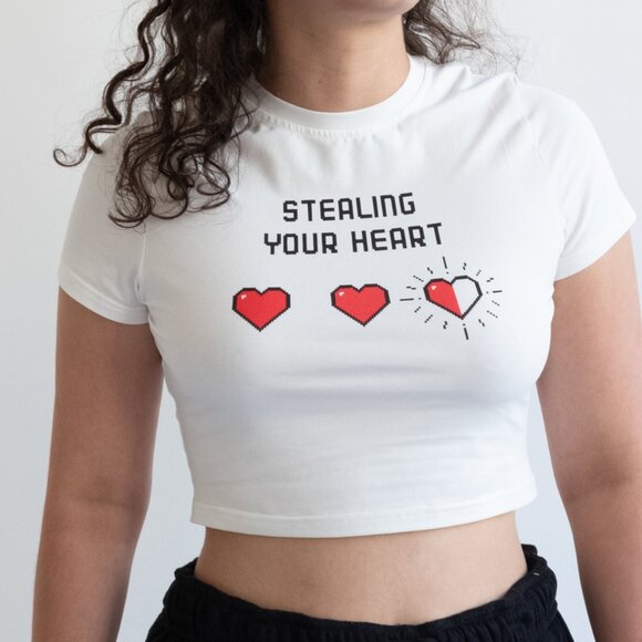 Stealing Your Heart Crop Graphic Tee - Picture 1 of 1